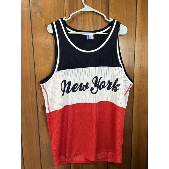 Divided H&M New York Jersey Mens Size Large Red White Black New York - Picture 2 of 6